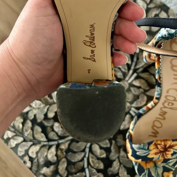 Sam Edelman Yaro Ankle Strap Sandal Heel in Baltic Velvet Fall Floral Block Heel - Picture 3 of 8